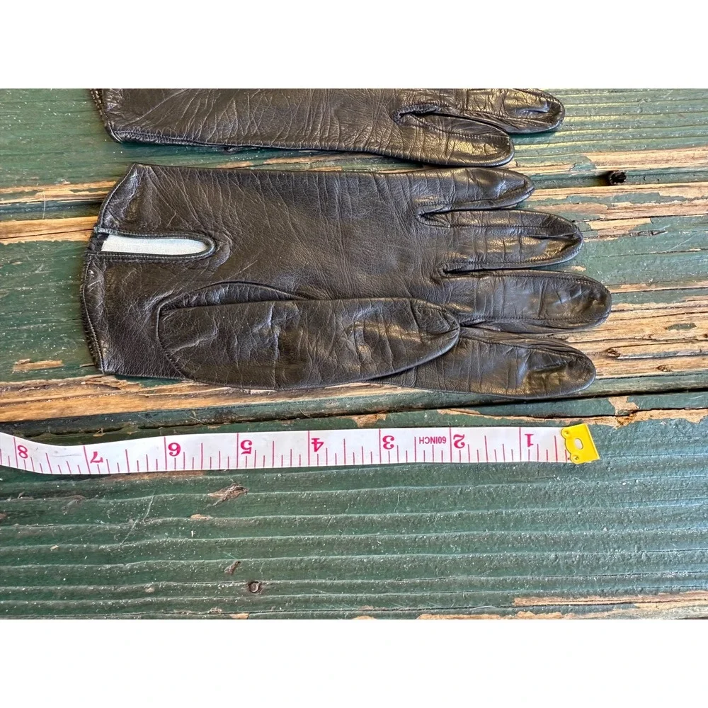 Yves Saint Laurent Paris Vintage Leather Silk Lined Gloves Made in France 6